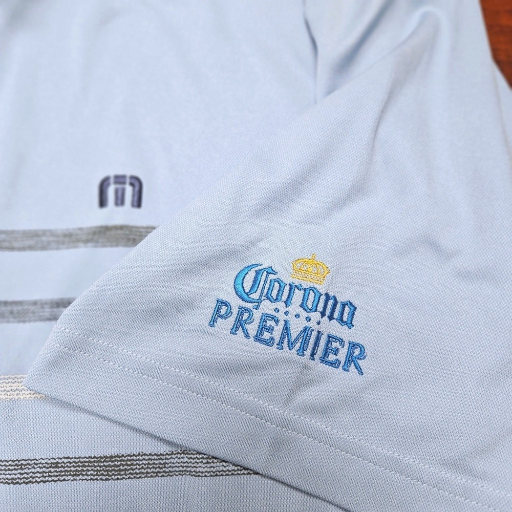 Travis Mathew Polo Mens L Blue Corona Premier Performance Shirt Golfcore Sporty
